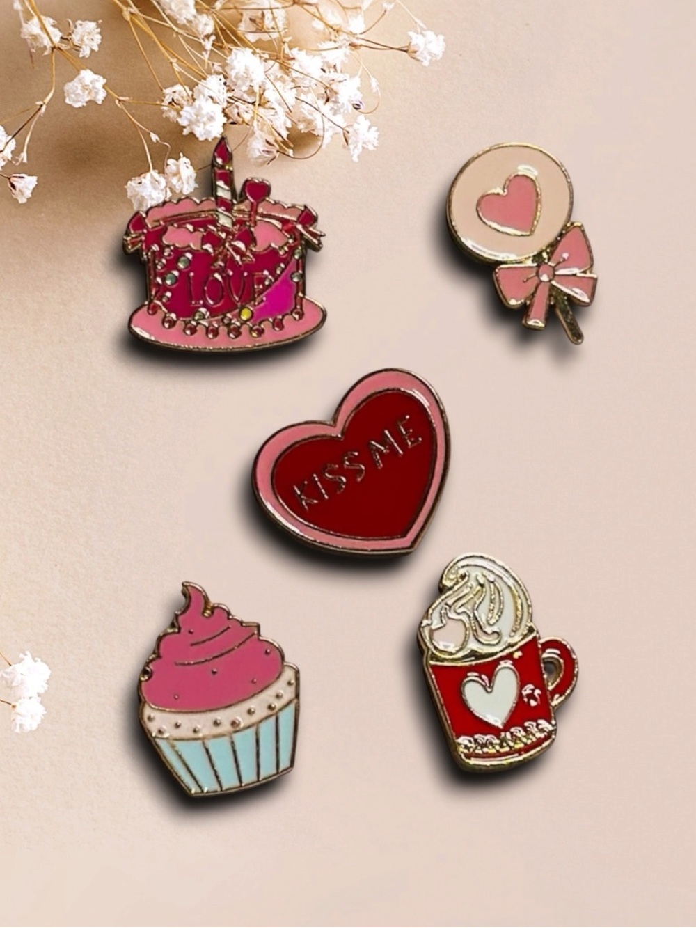 ‘Sweet Love’ Enamel Pins Set of 5